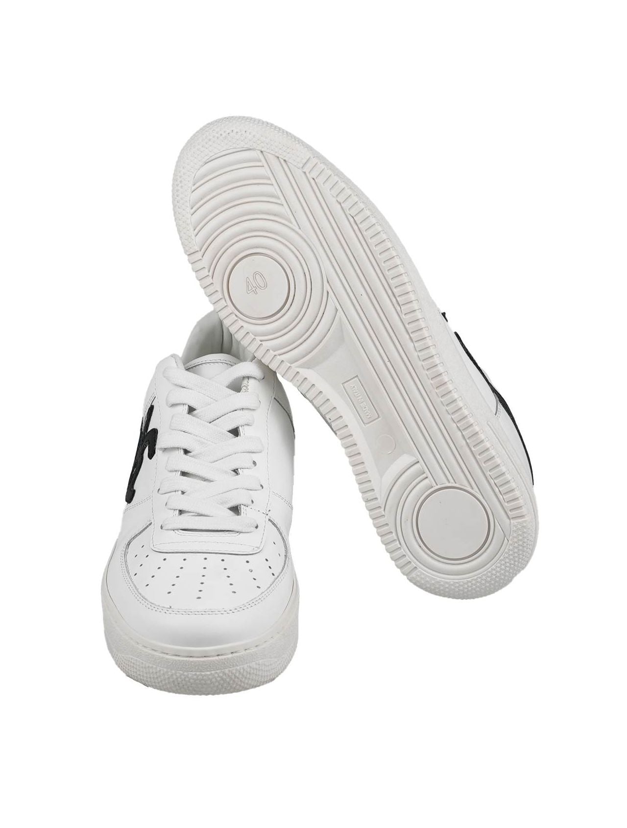 KNT Kiton White Black Leather Sneakers