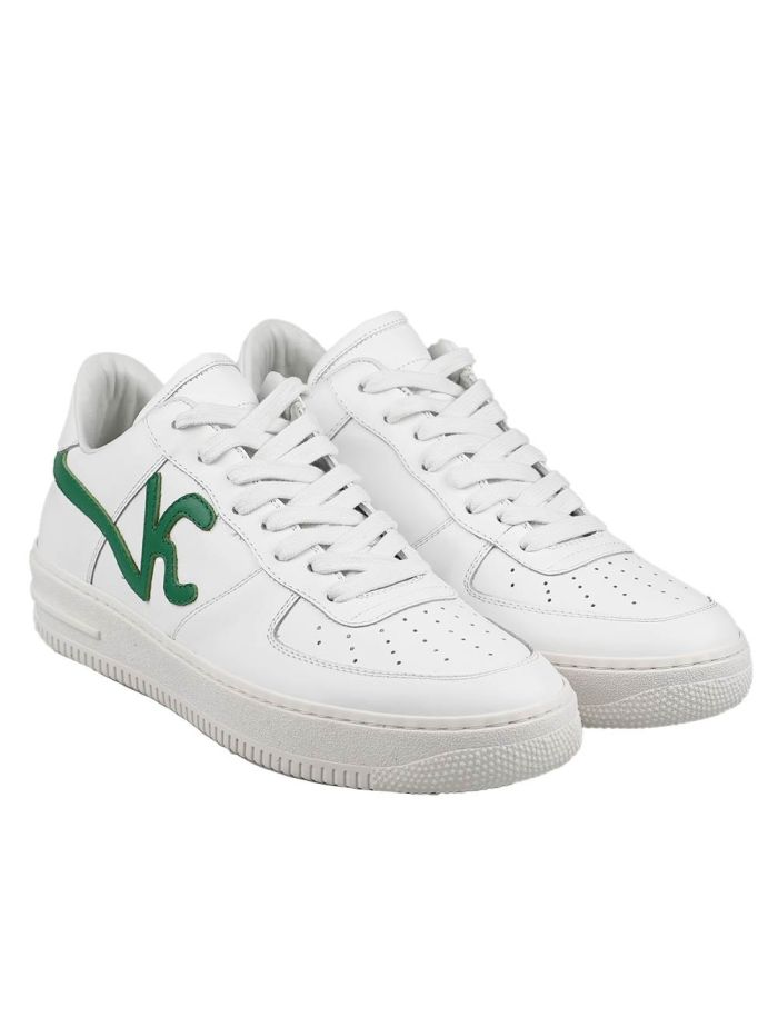 KNT Kiton White Green Leather Sneakers