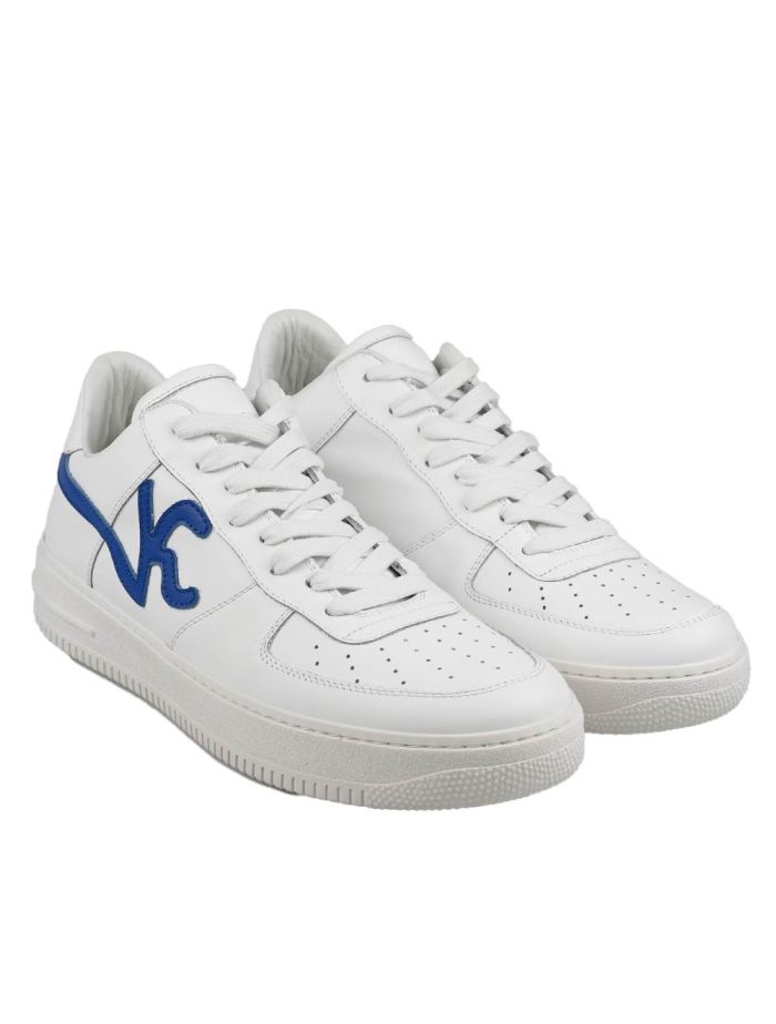 KNT Kiton White Blue Leather Sneakers