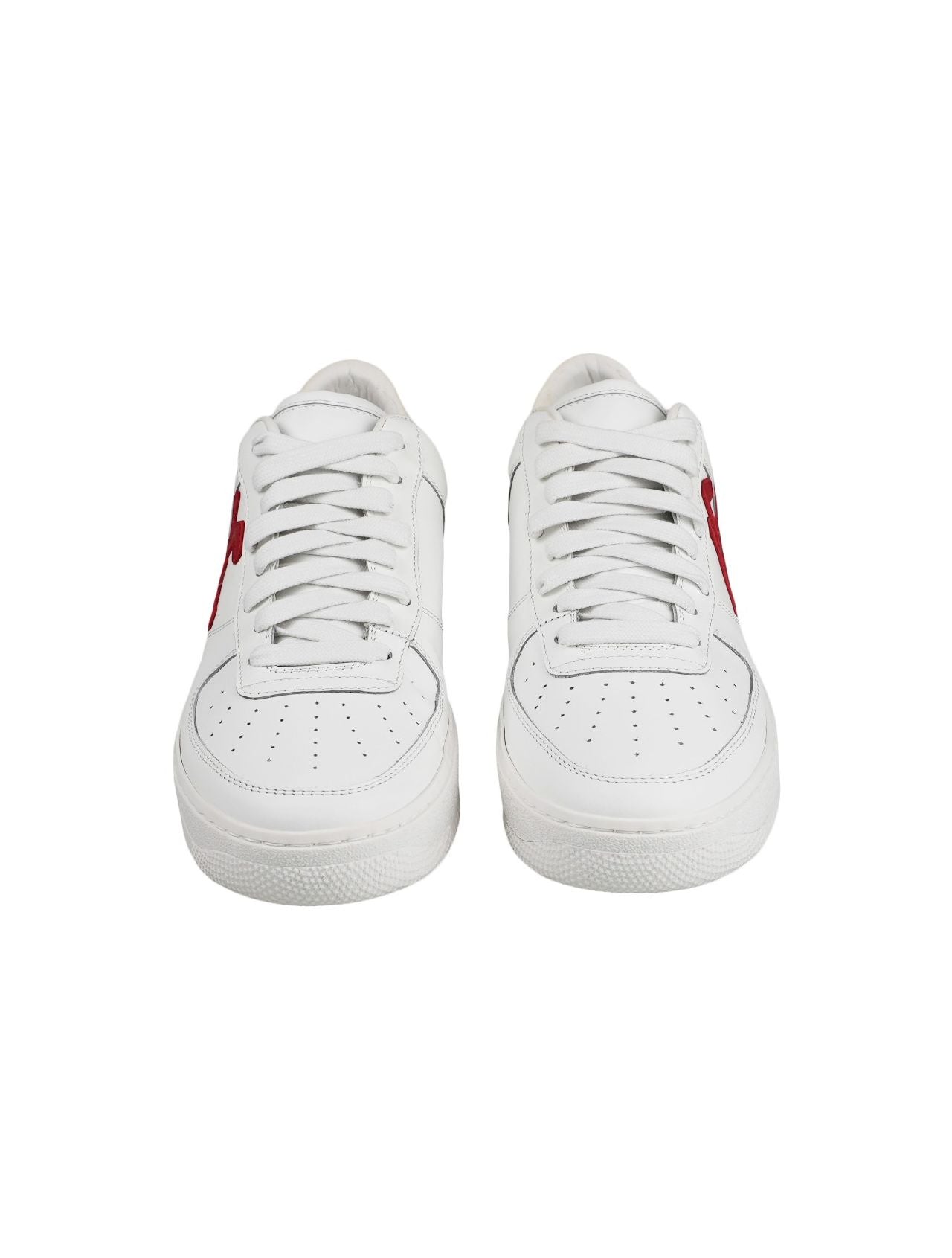 KNT Kiton White Red Leather Sneakers