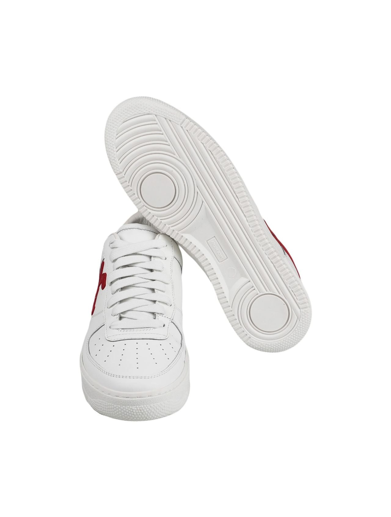KNT Kiton White Red Leather Sneakers