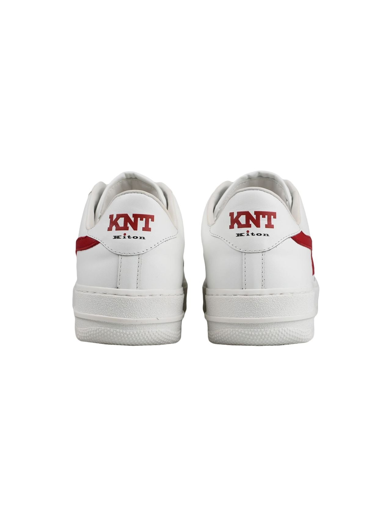 KNT Kiton White Red Leather Sneakers