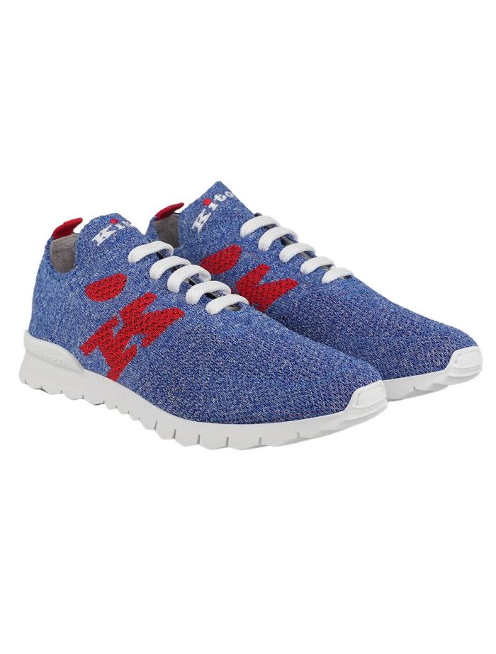 Kiton Light Blue Cotton Ea Sneakers