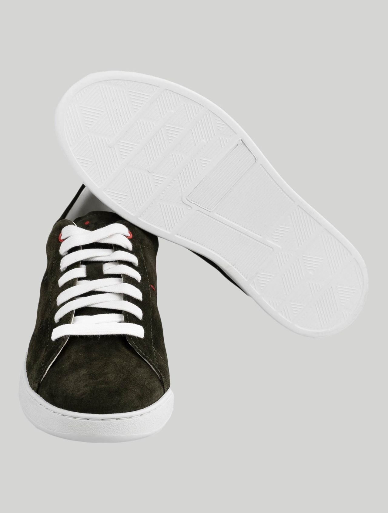 Kiton Green Leather Suede Sneakers