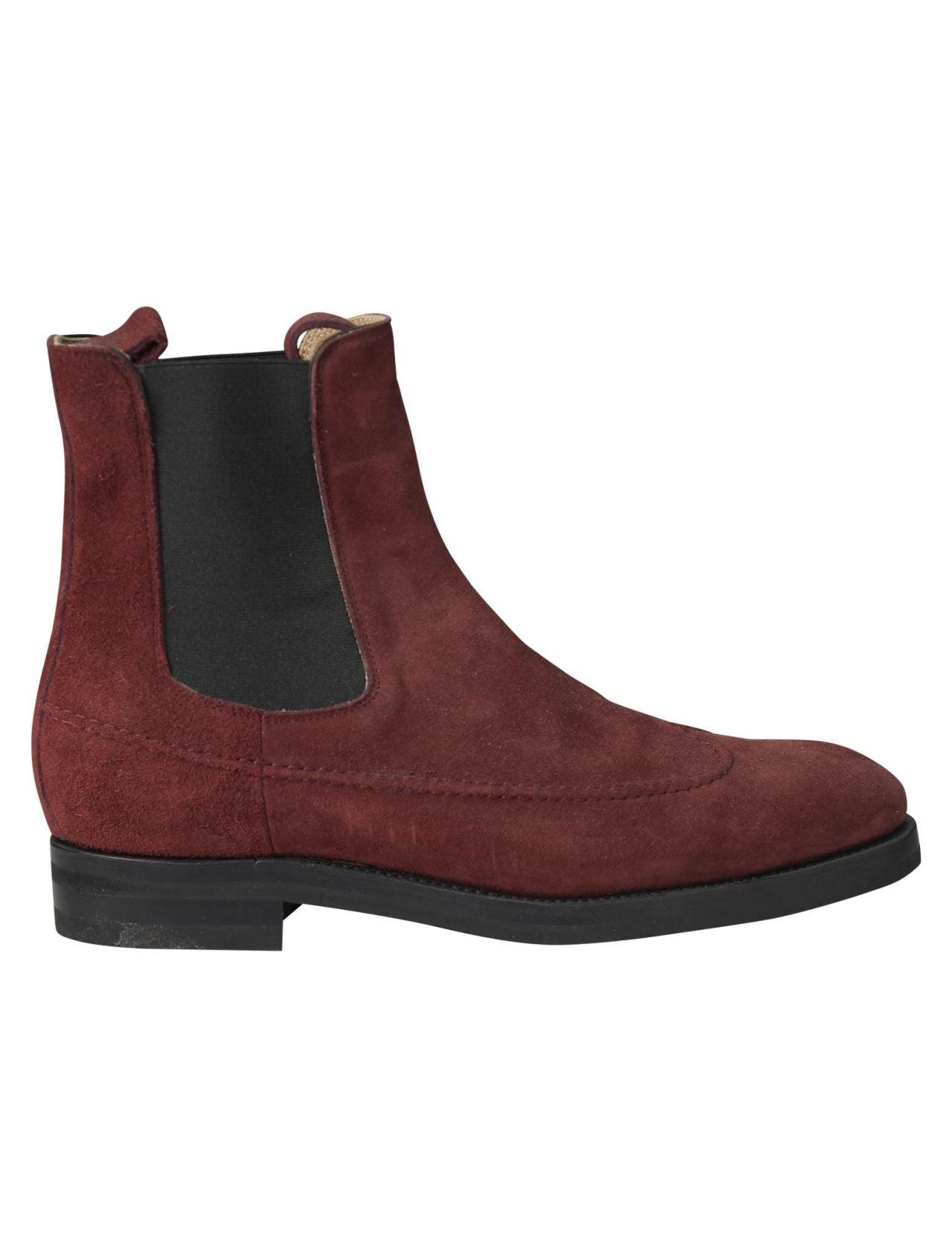 Kiton Burgundy Leather Suede Boots Shoes