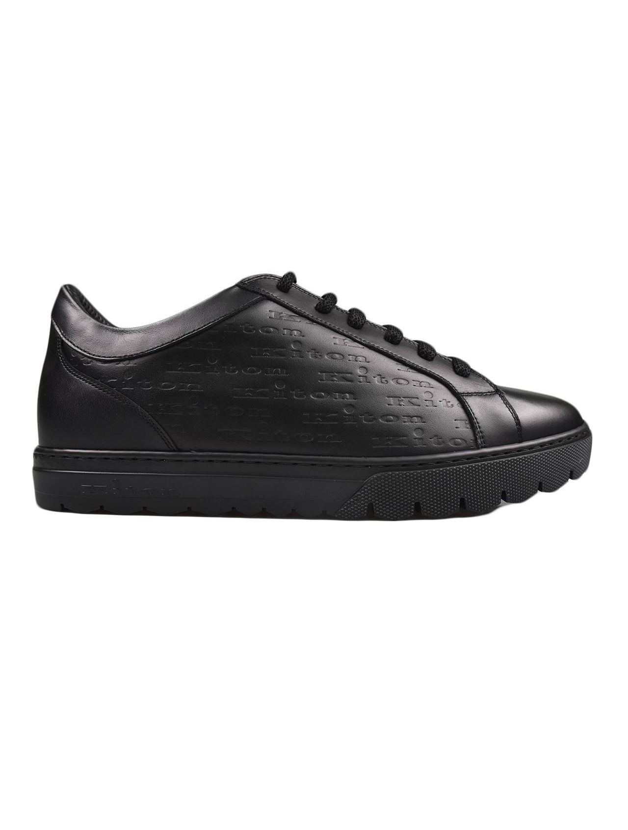 Kiton Black Leather Calf Shoes