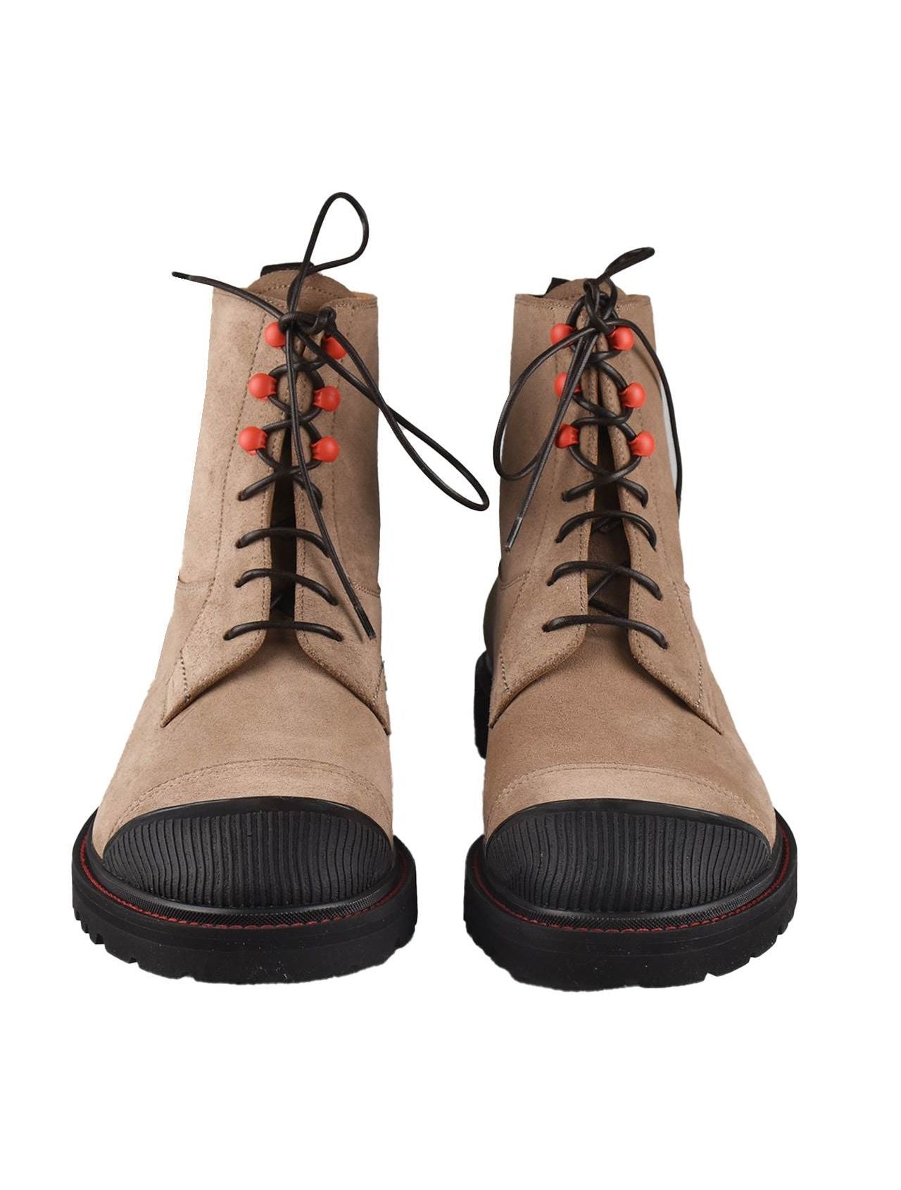 Kiton Beige Leather Calf Boots Shoes