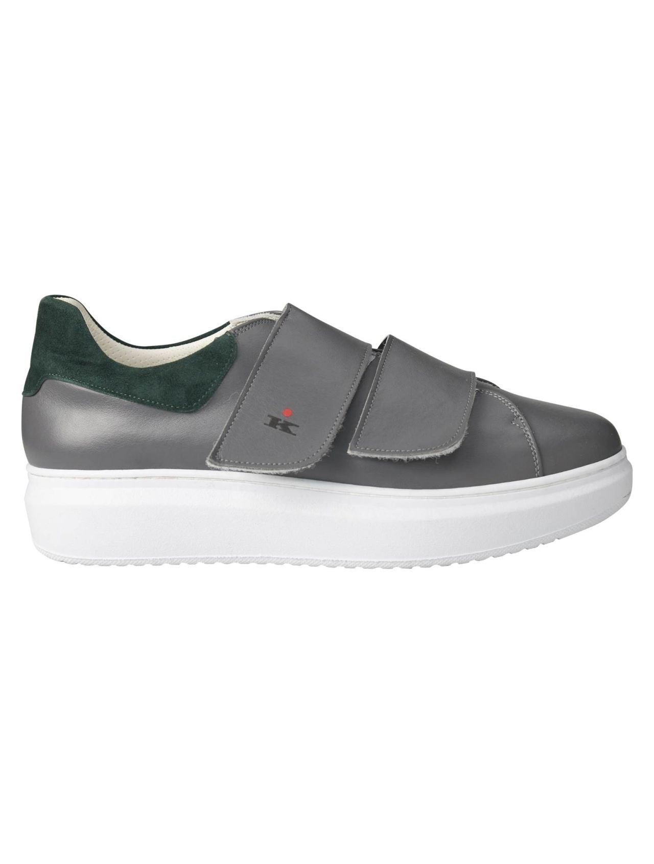 Kiton Gray Green Leather Sneaker