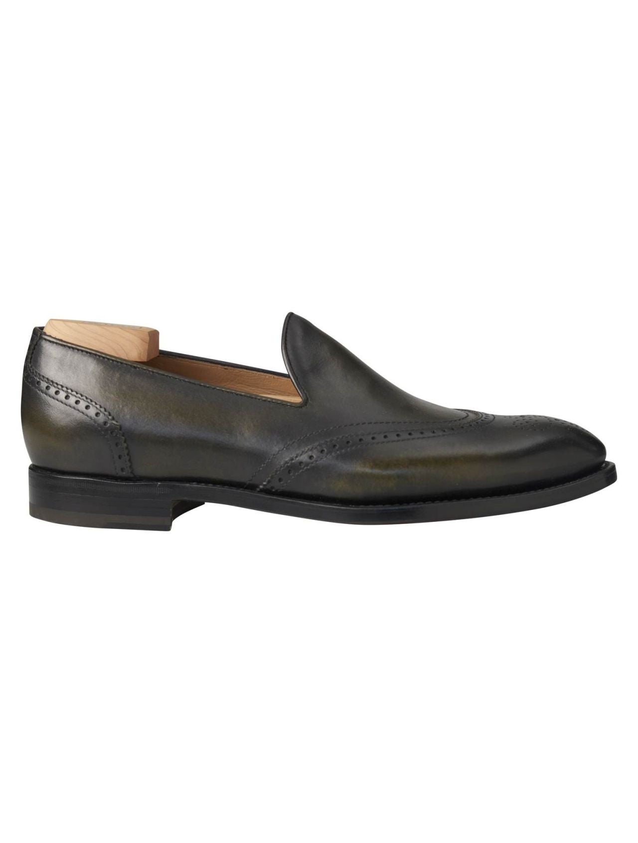 Kiton Dark Green Leather Loafers