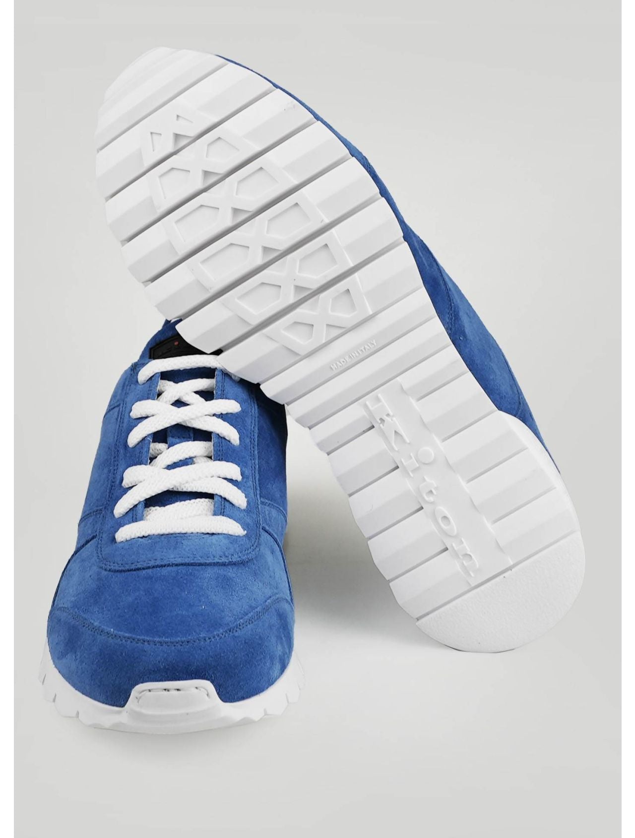 Kiton Light Blue Leather Suede Sneakers