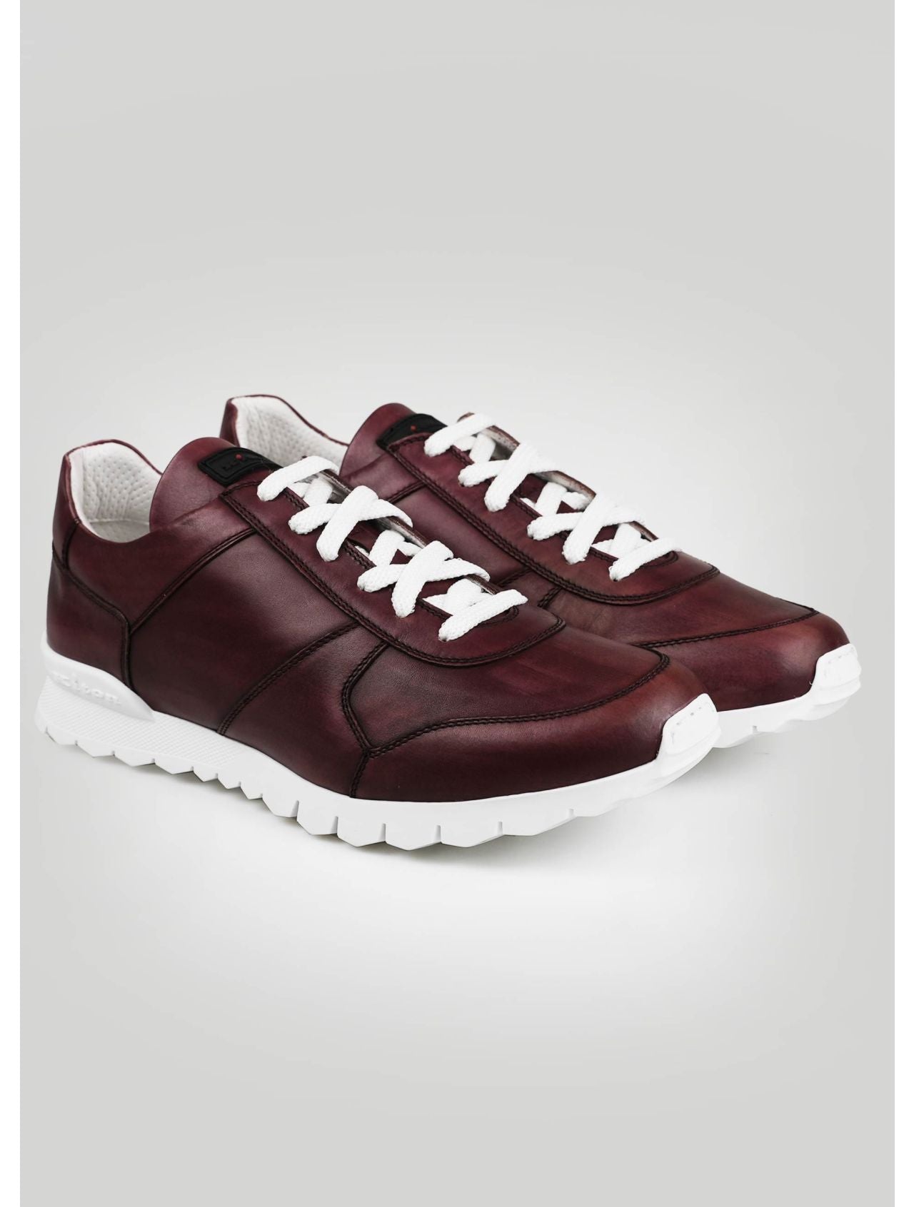 Kiton Burgundy Leather Sneakers