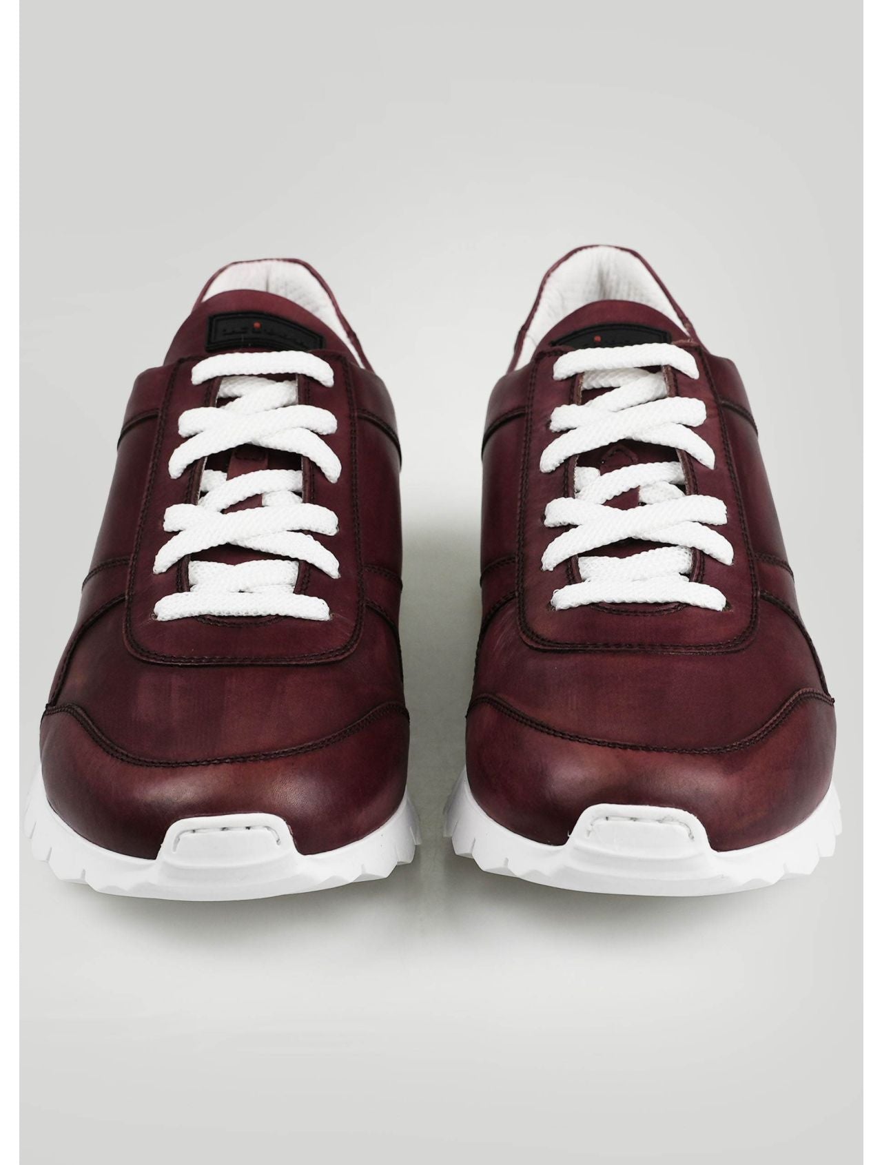 Kiton Burgundy Leather Sneakers