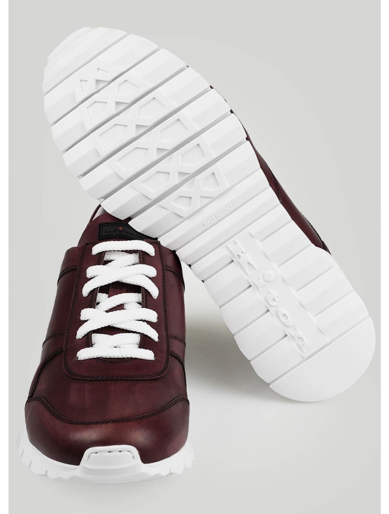 Kiton Burgundy Leather Sneakers