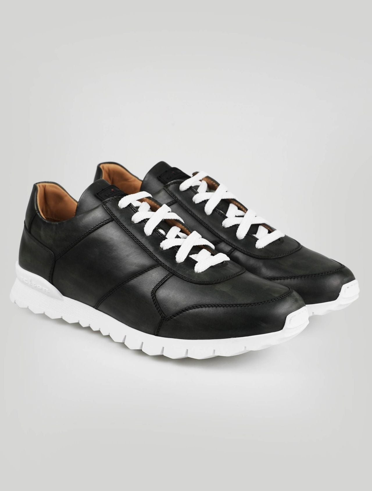 Kiton Dark Green Leather Fur Sheepskin Sneakers