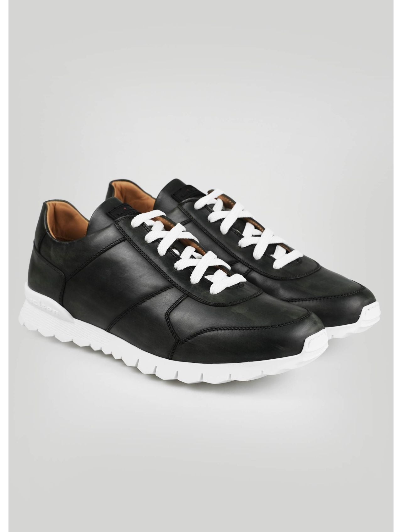 Kiton Dark Green Leather Fur Sheepskin Sneakers