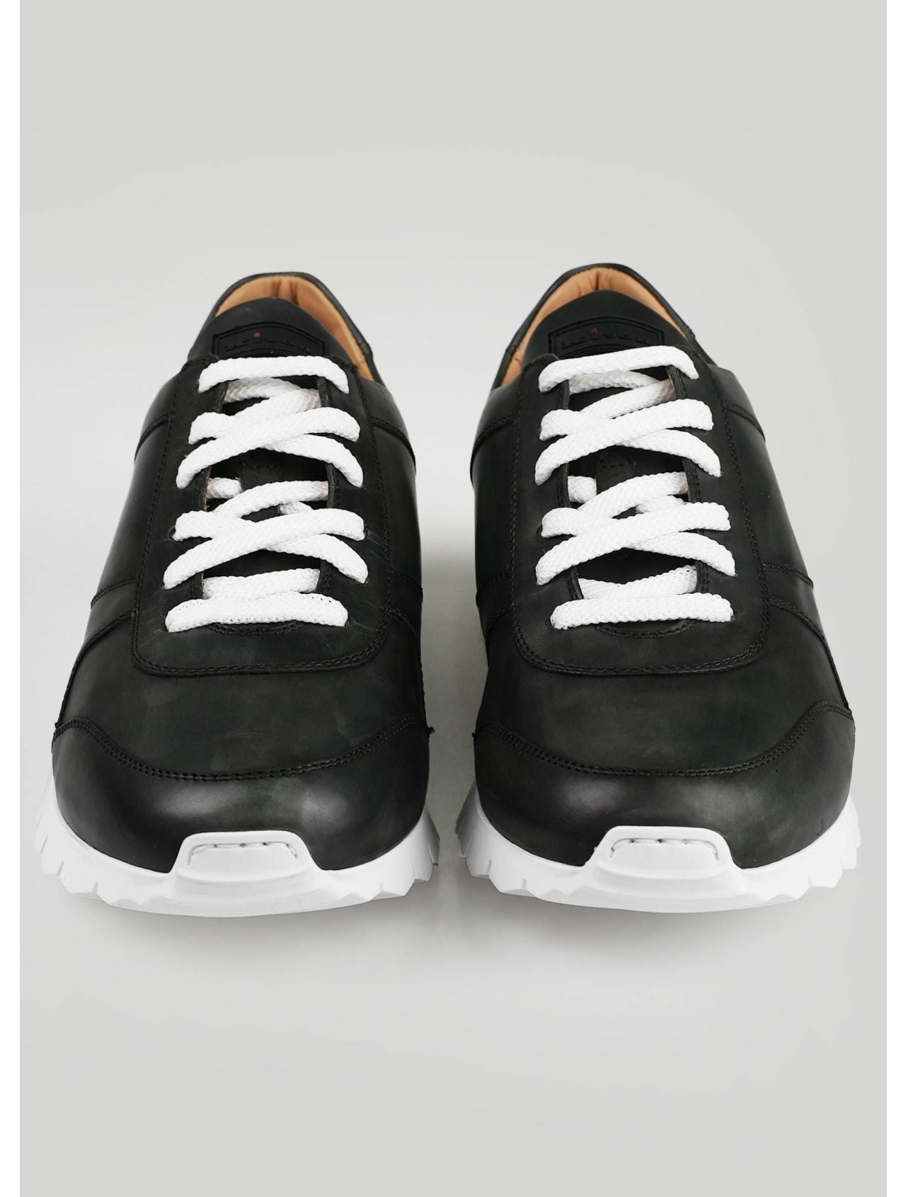 Kiton Dark Green Leather Fur Sheepskin Sneakers
