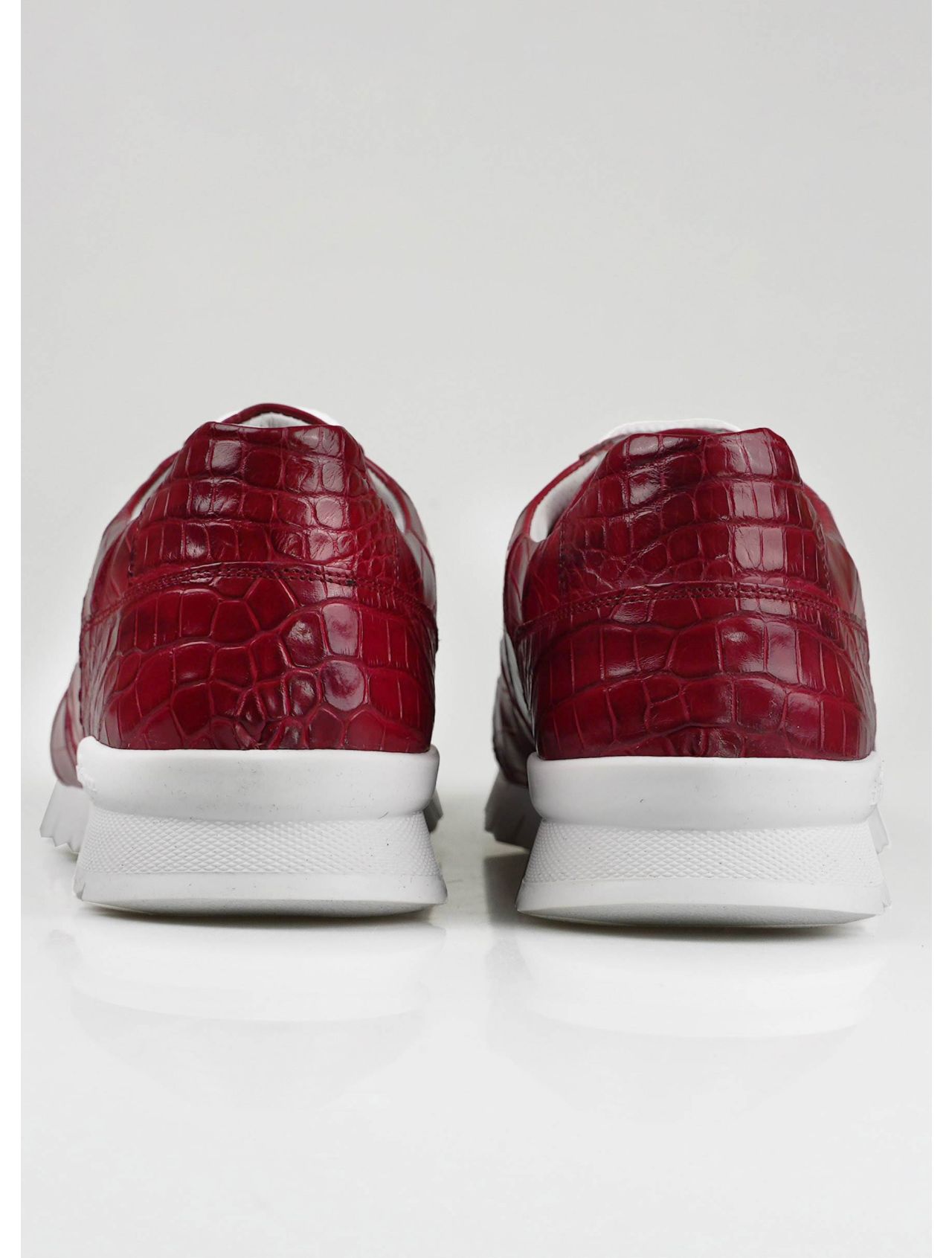 Kiton Red Leather Crocodile Sneakers