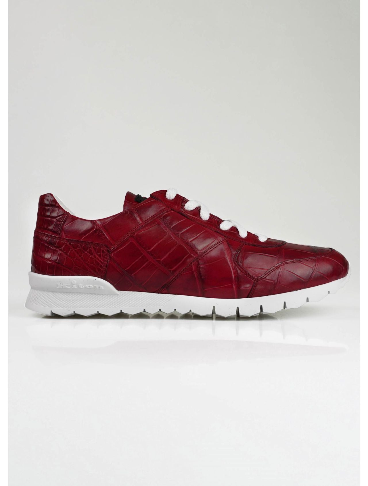 Kiton Red Leather Crocodile Sneakers
