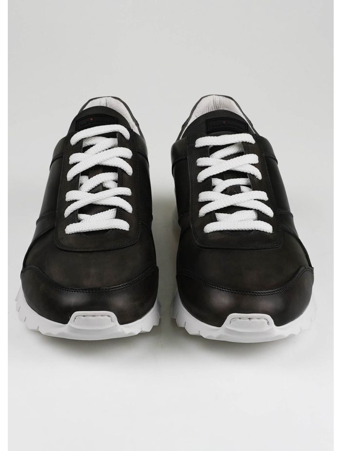 Kiton Dark Gray Leather Sneakers