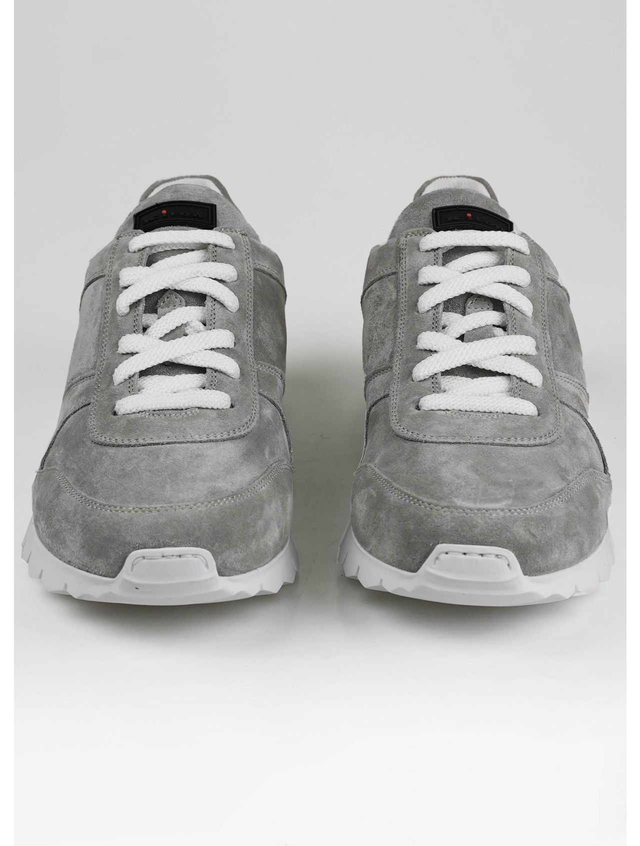 Kiton Gray Leather Suede Sneakers