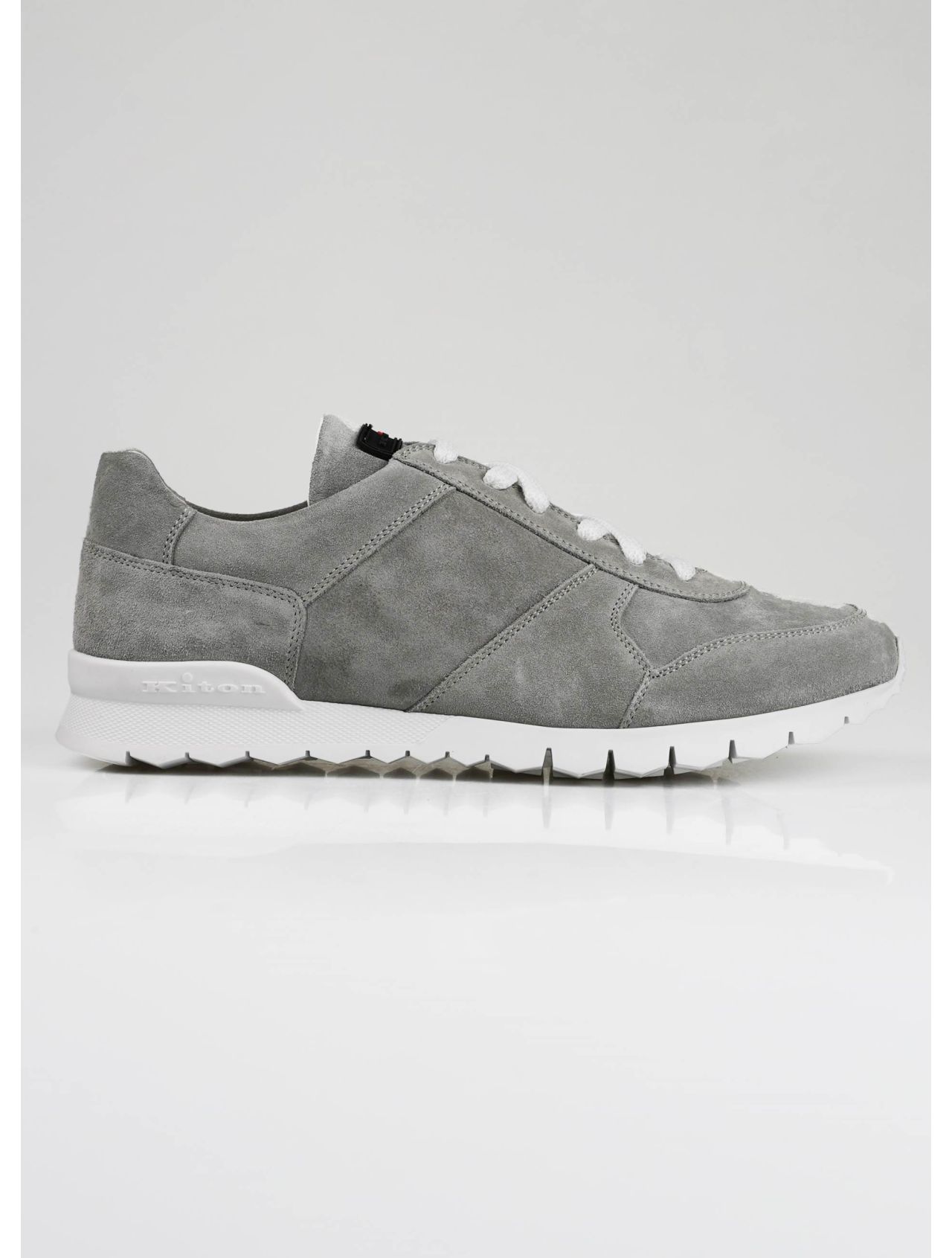 Kiton Gray Leather Suede Sneakers
