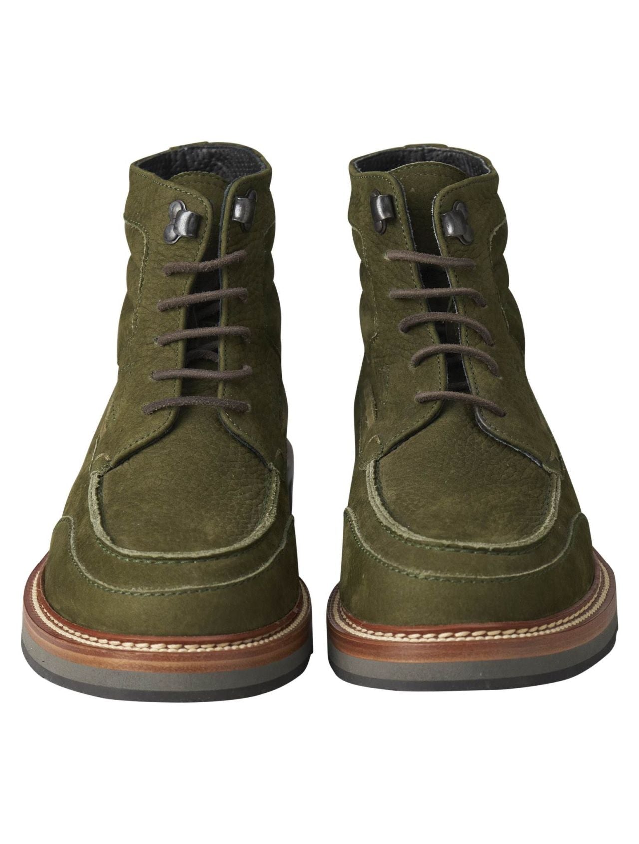 Kiton Green Leather Boots Shoes