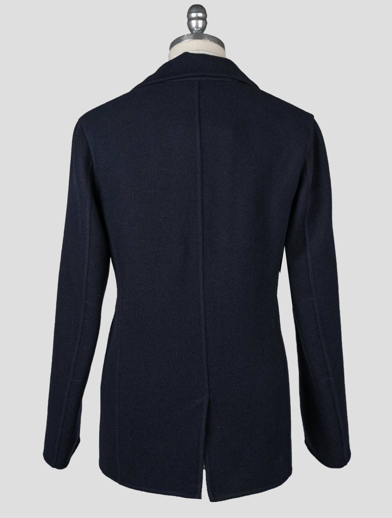 Kiton Blue Virgin Wool Cashmere Double Breasted Coat