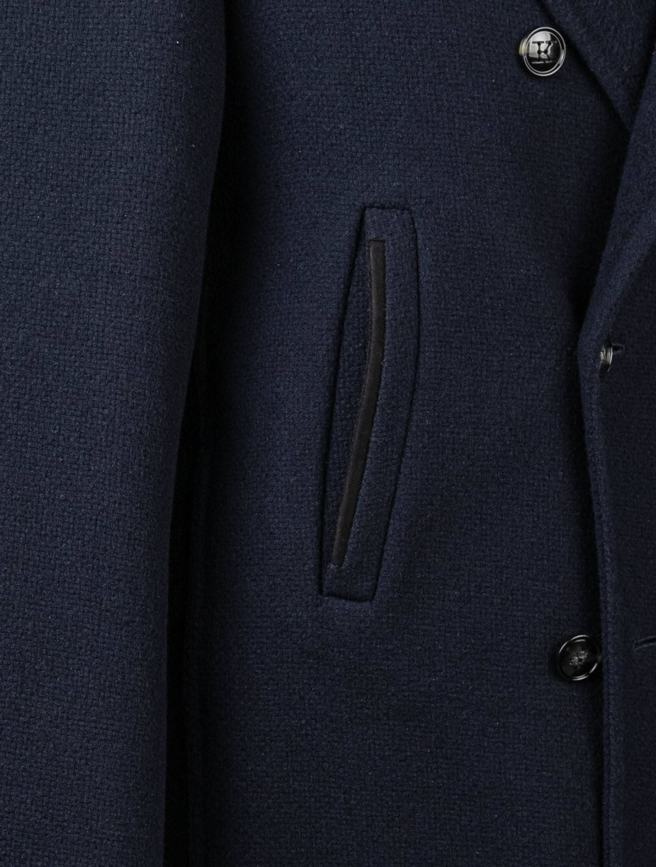 Kiton Blue Virgin Wool Cashmere Double Breasted Coat