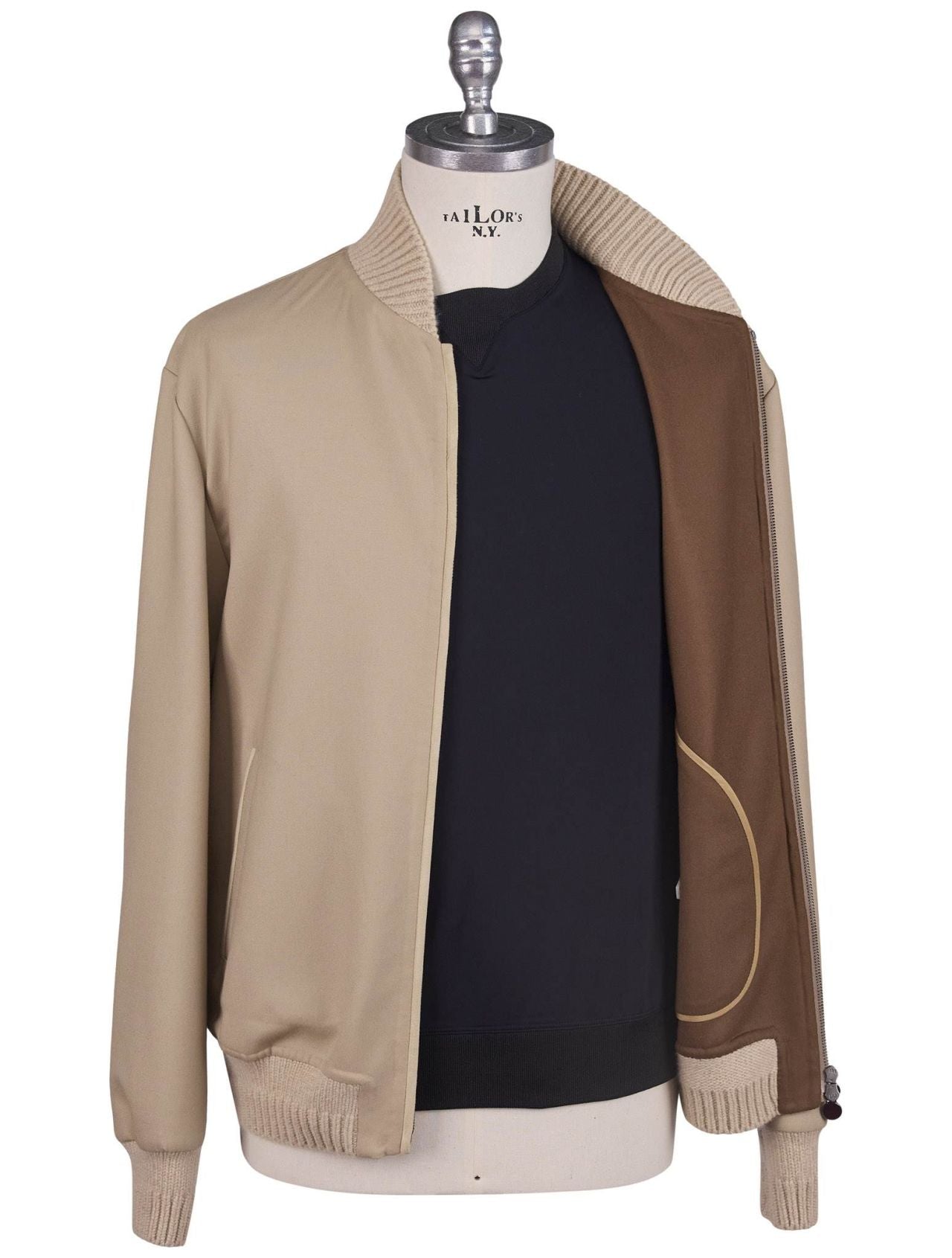 Kiton Beige Wool Ea Coat