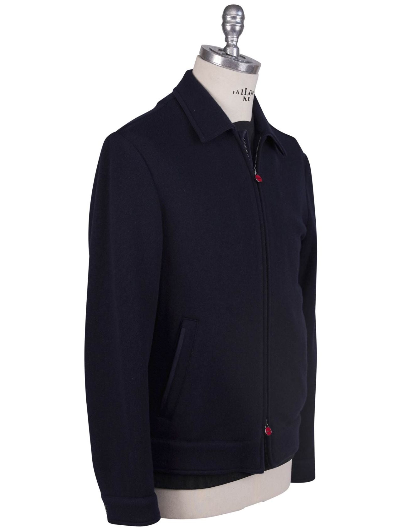 Kiton Blue Wool Cashmere Pa Coat