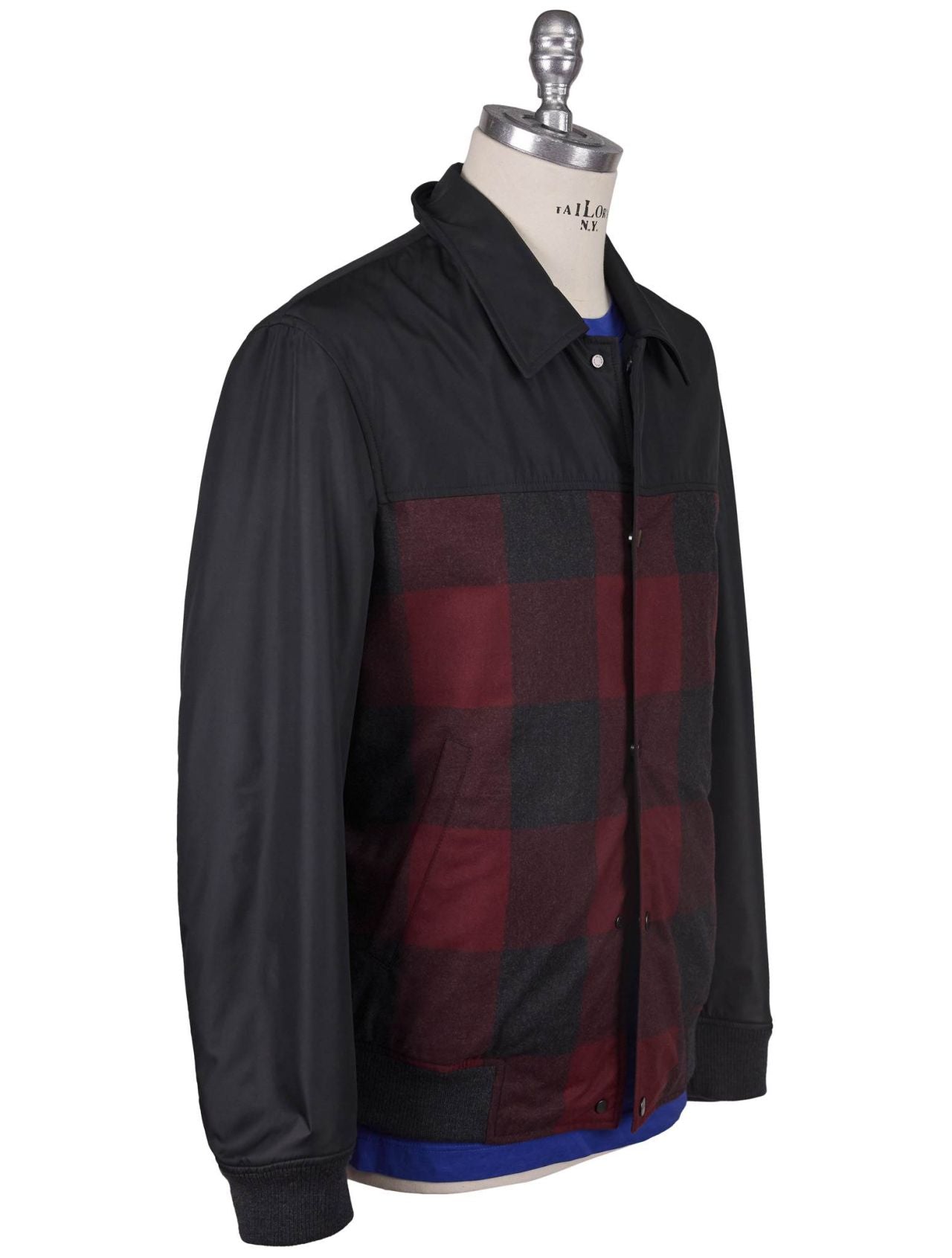 Kiton Burgundy Black Virgin Wool Cashmere Coat