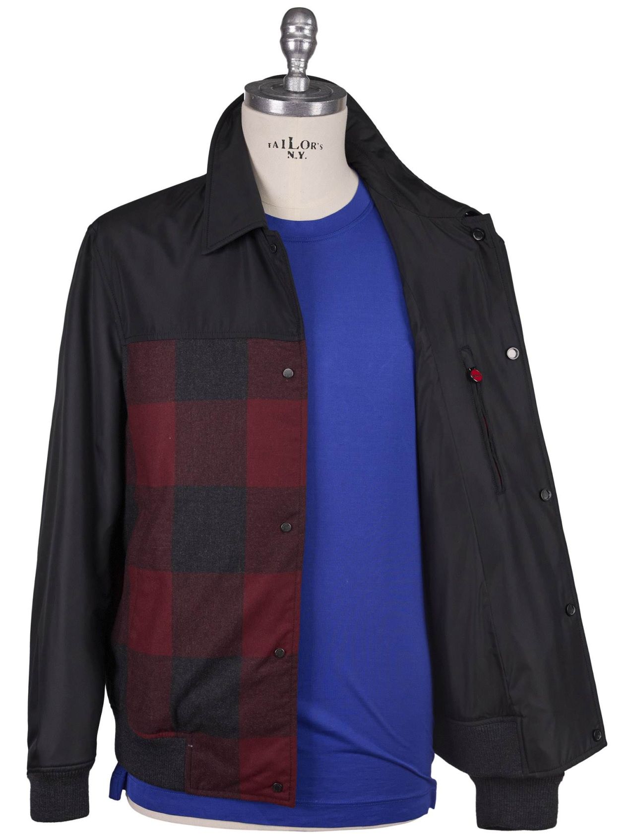 Kiton Burgundy Black Virgin Wool Cashmere Coat