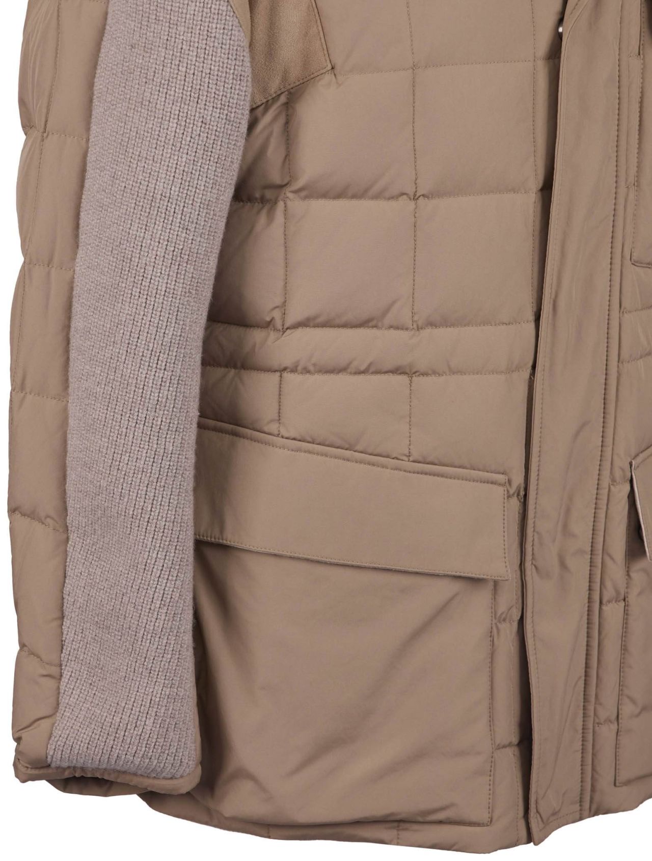 Kiton Beige Gray Pl Virgin Wool Coat