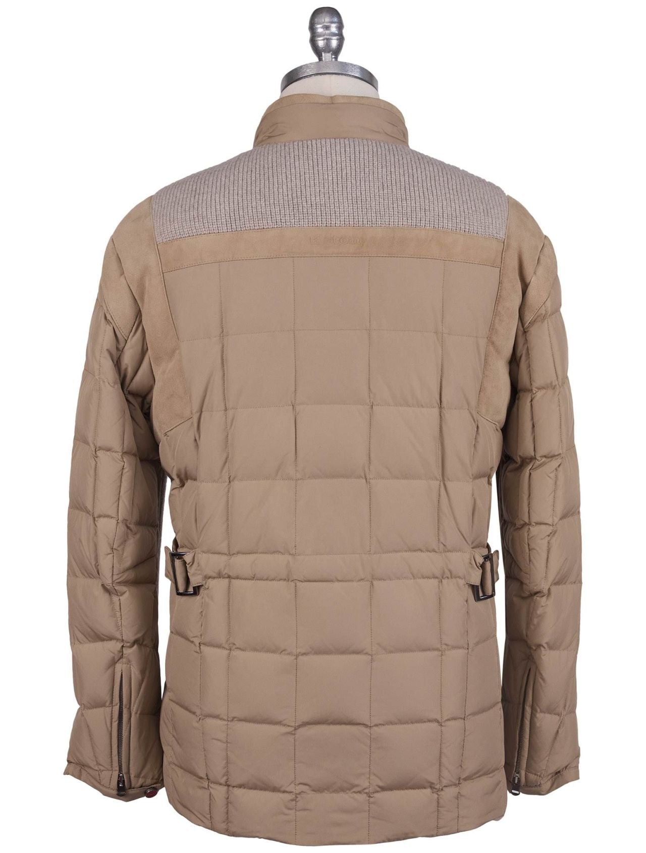 Kiton Beige Gray Pl Virgin Wool Coat