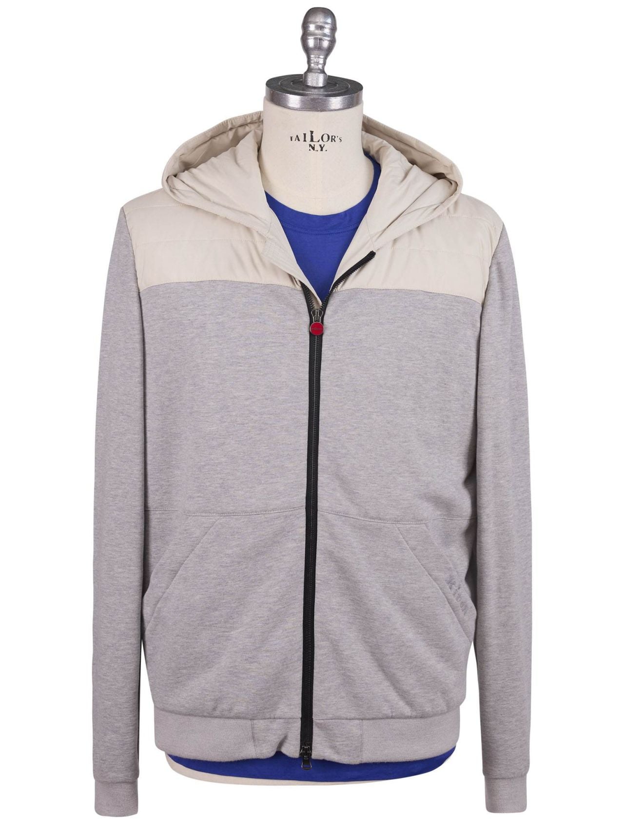Kiton Gray Cotton Ea Pl Coat