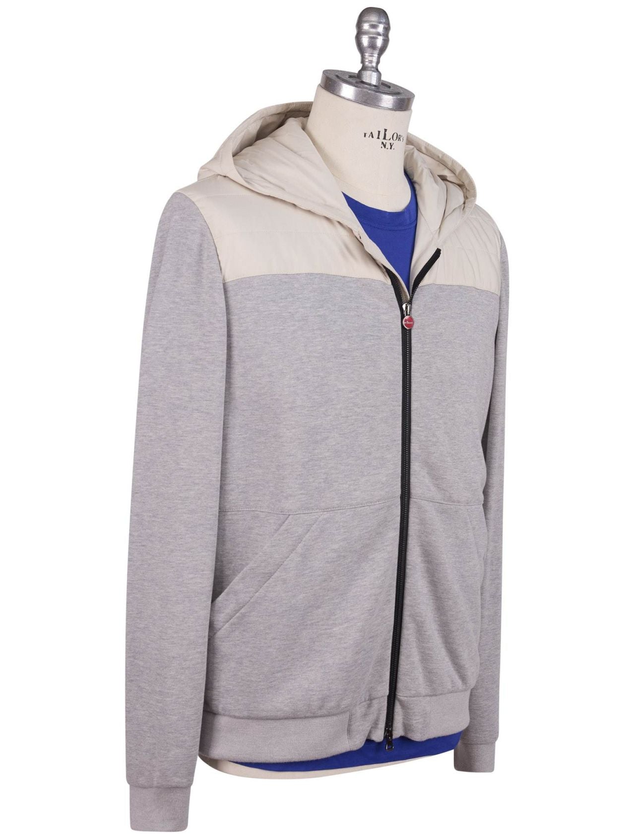 Kiton Gray Cotton Ea Pl Coat