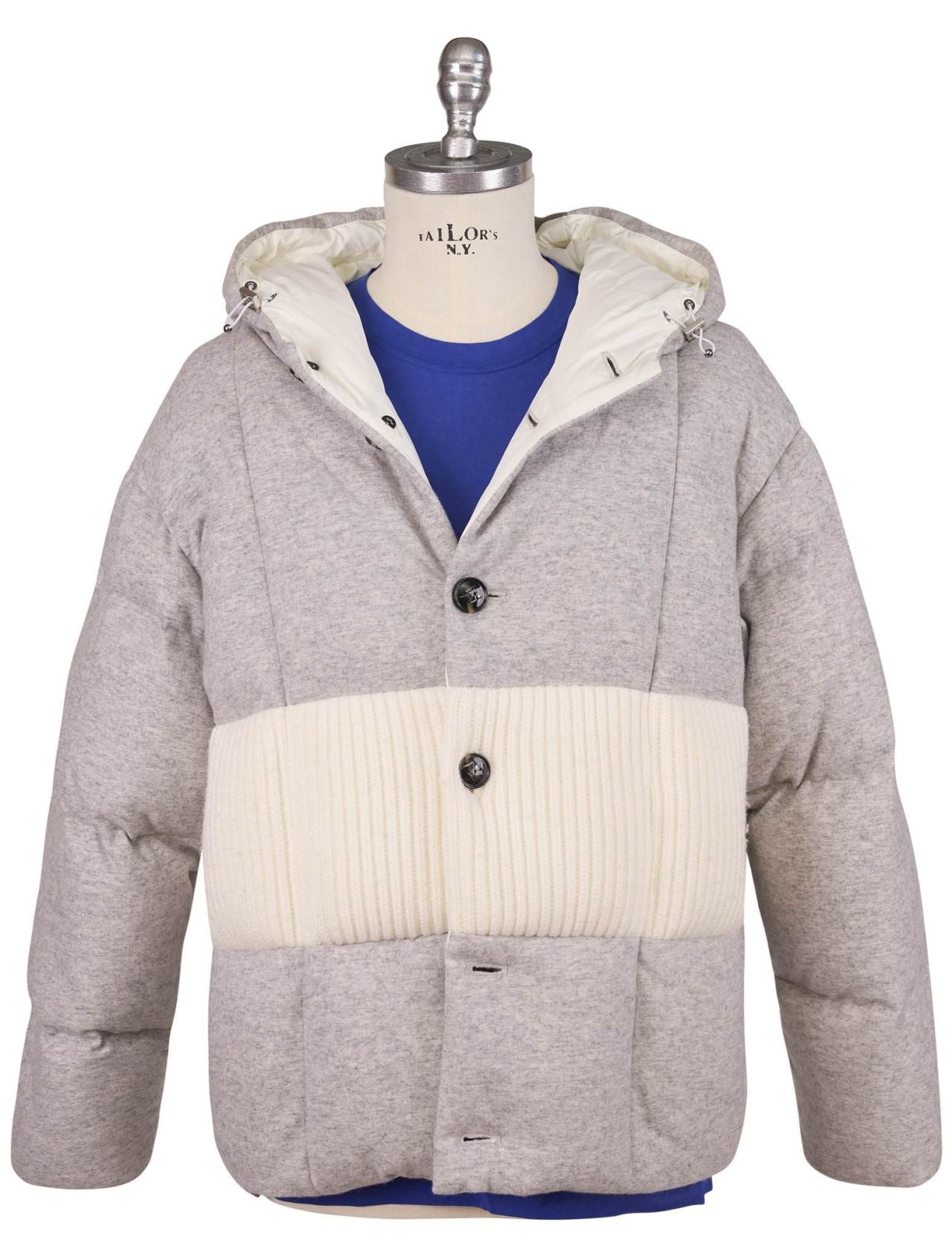 Kiton Gray White Cashmere Coat