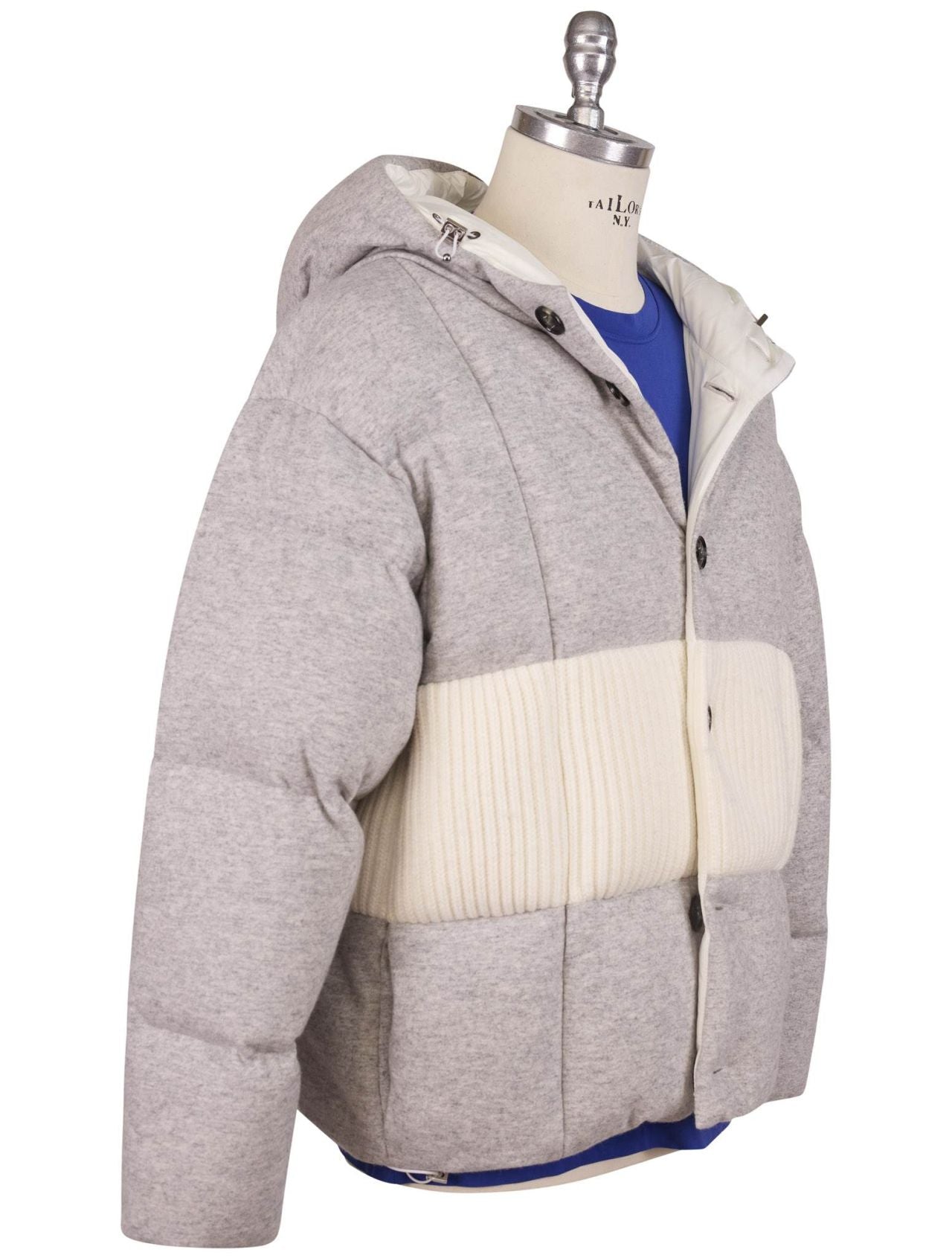 Kiton Gray White Cashmere Coat