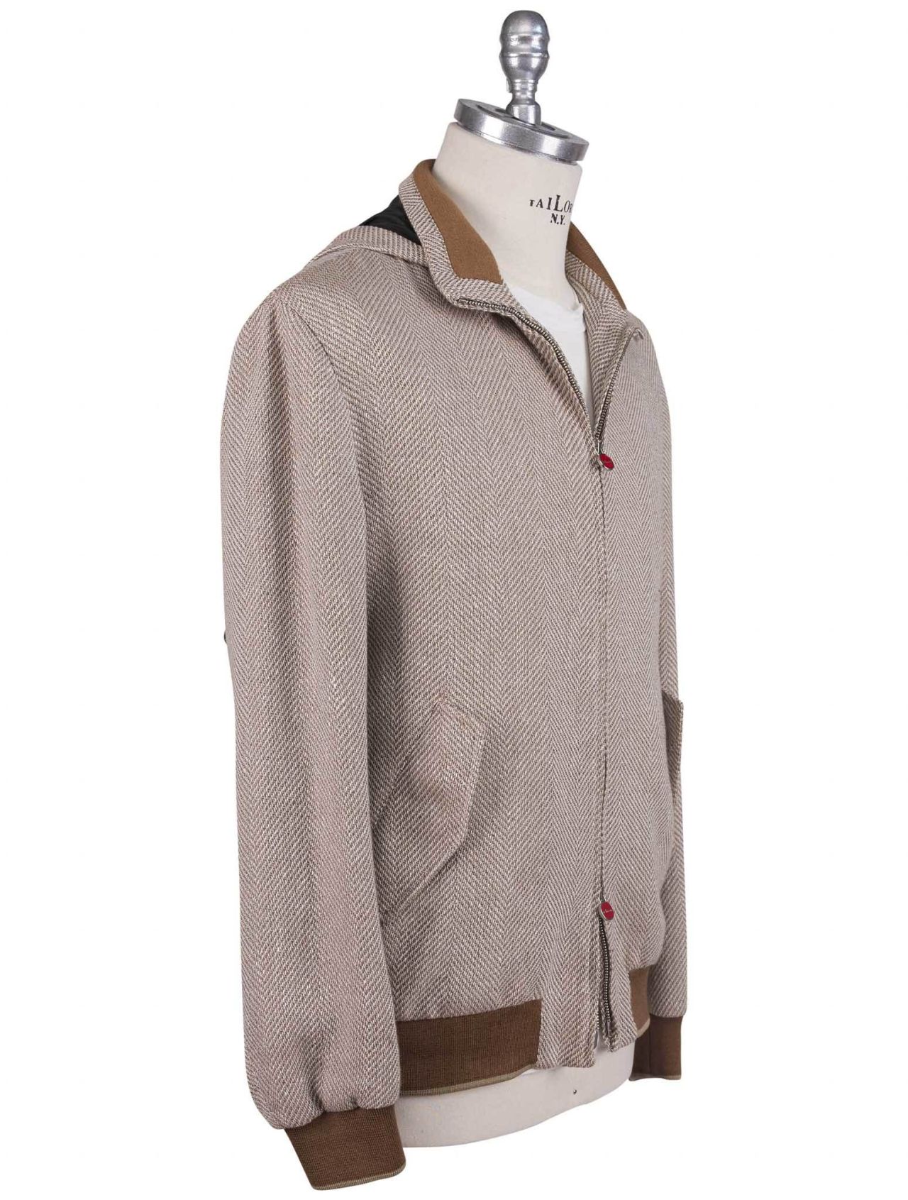 Kiton Beige Brown Cashmere Linen Coat