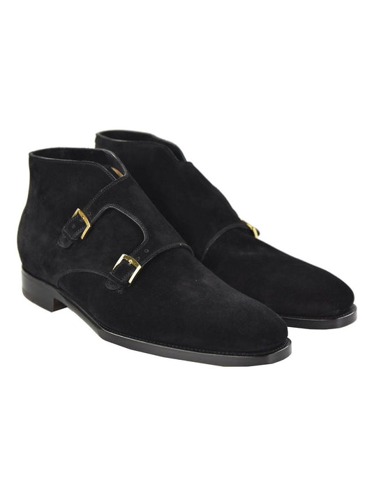 Kiton Black Leather Suede Boots