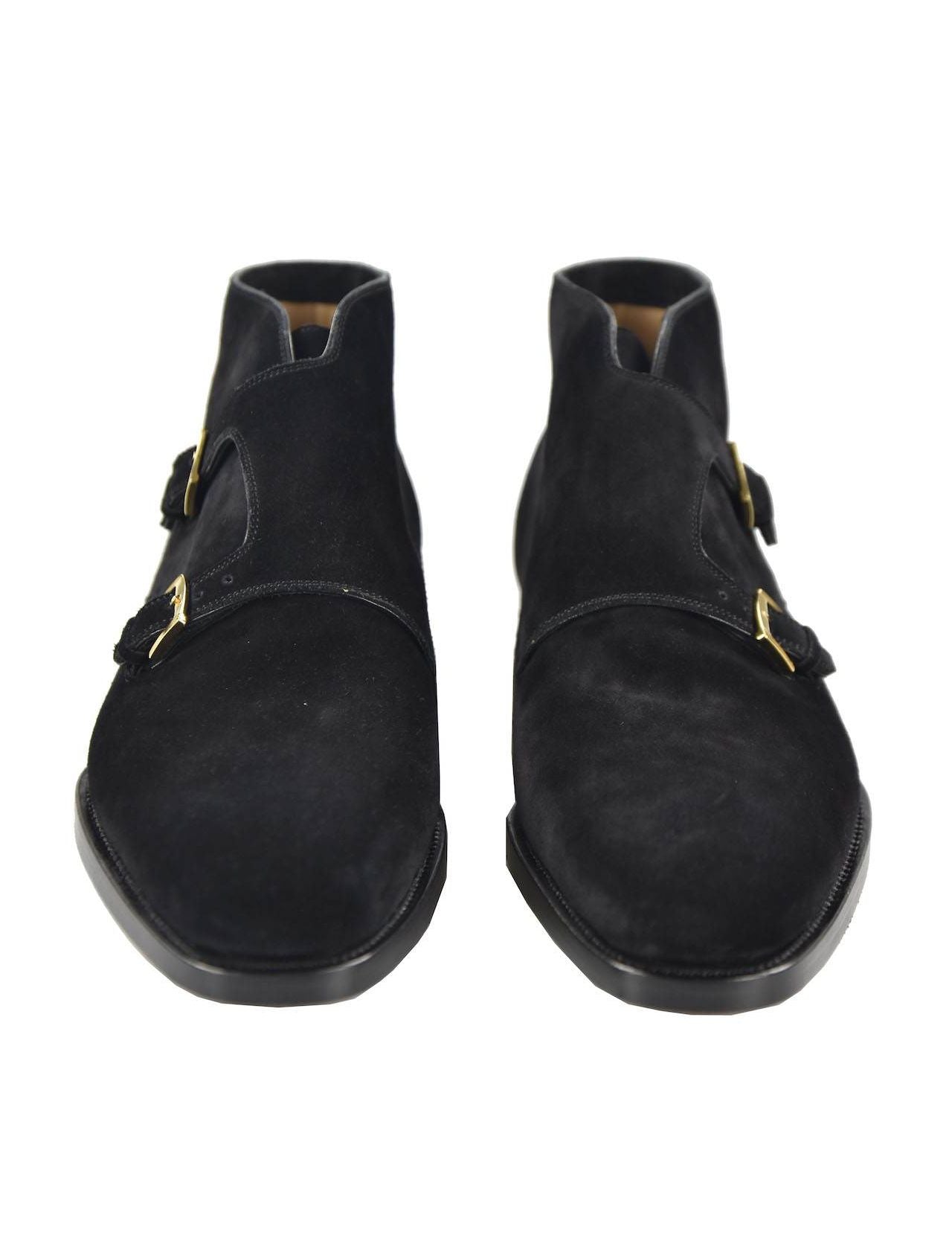 Kiton Black Leather Suede Boots