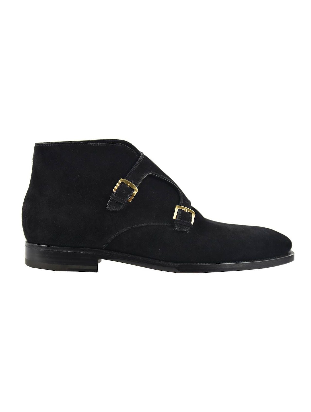 Kiton Black Leather Suede Boots