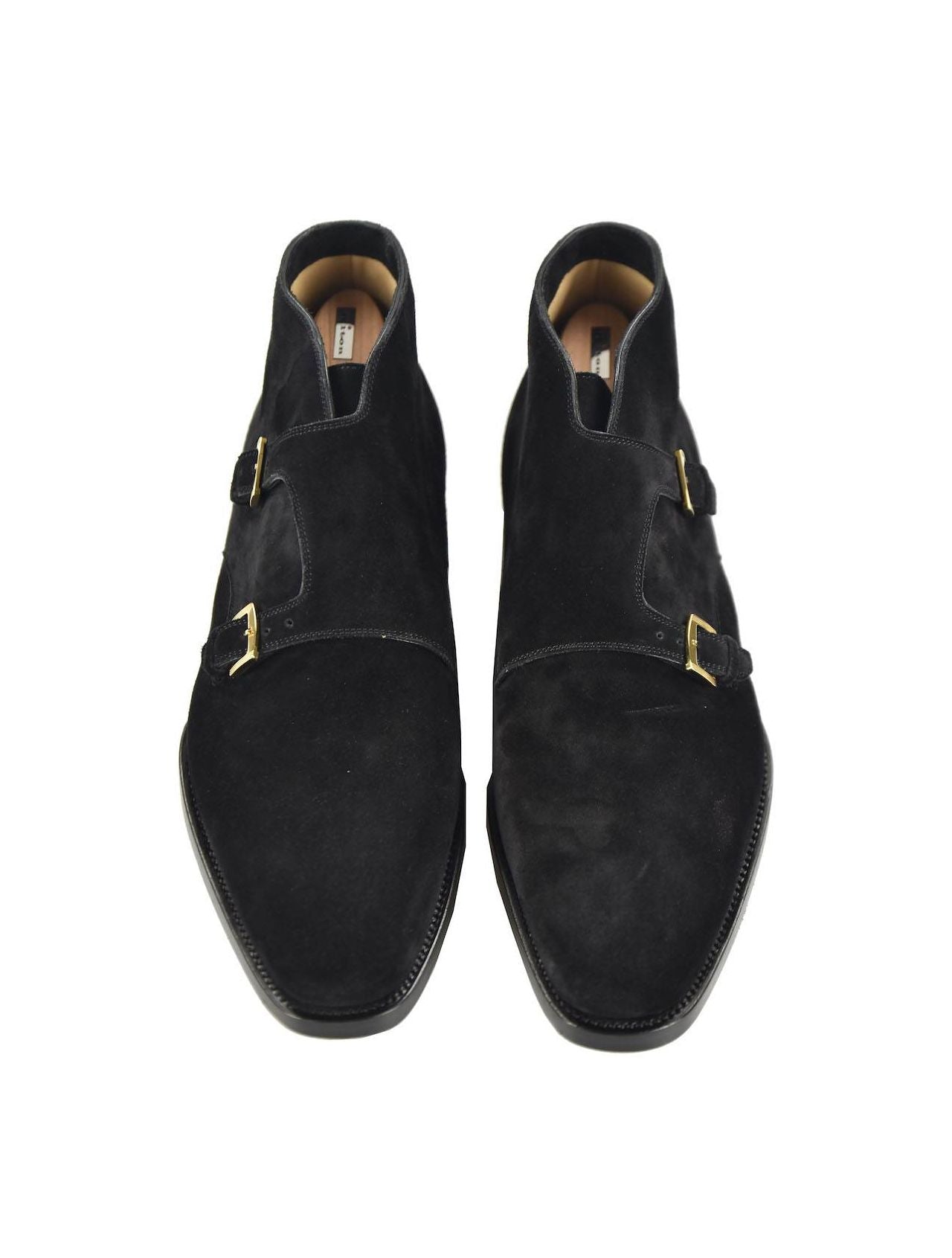 Kiton Black Leather Suede Boots