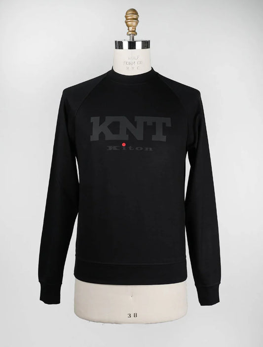 KNT Kiton Black Viscose Ea Sweater Crewneck