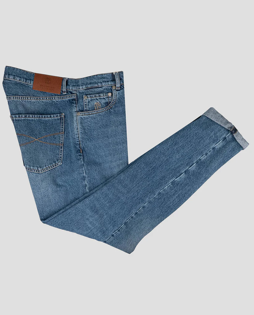 Brunello Cucinelli Blue Cotton Jeans