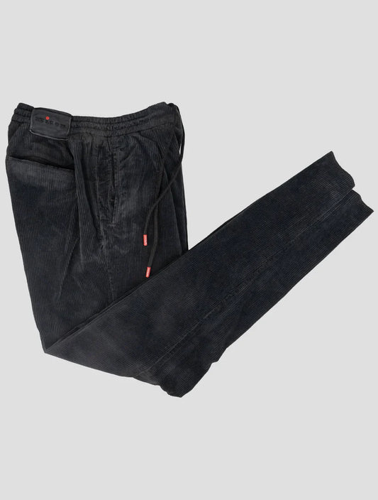 Kiton Black Cotton Cashmere Ea Velvet Pants