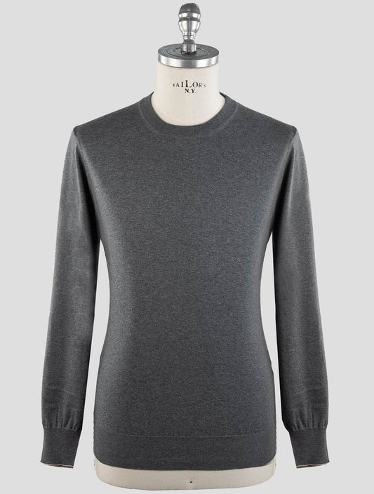 Brunello Cucinelli Gray Cotton Sweater Crewneck