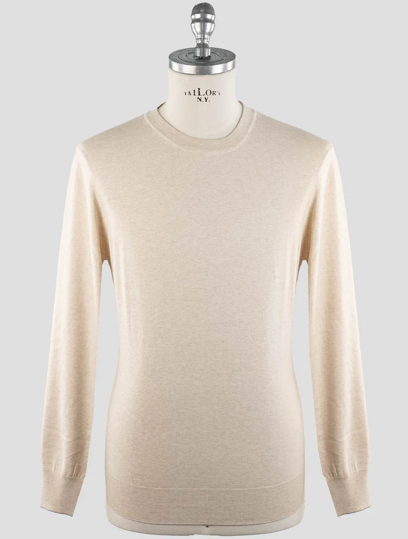 Brunello Cucinelli Beige Cotton Sweater Crewneck