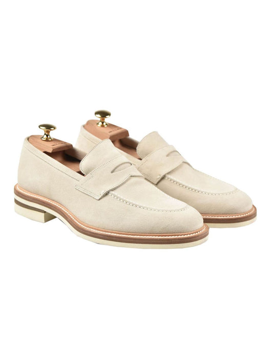 Kiton Beige Leather Suede Loafers