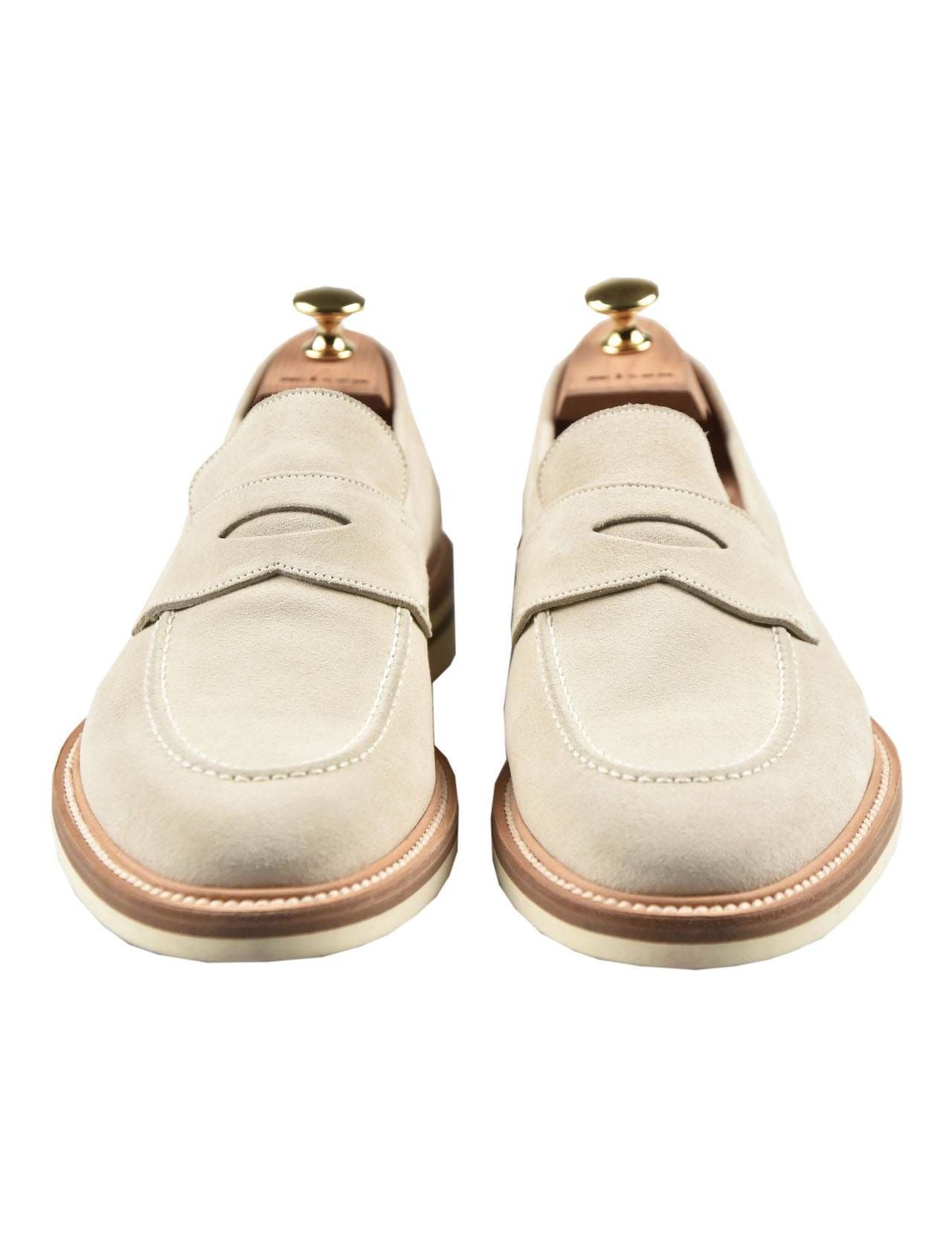 Kiton Beige Leather Suede Loafers